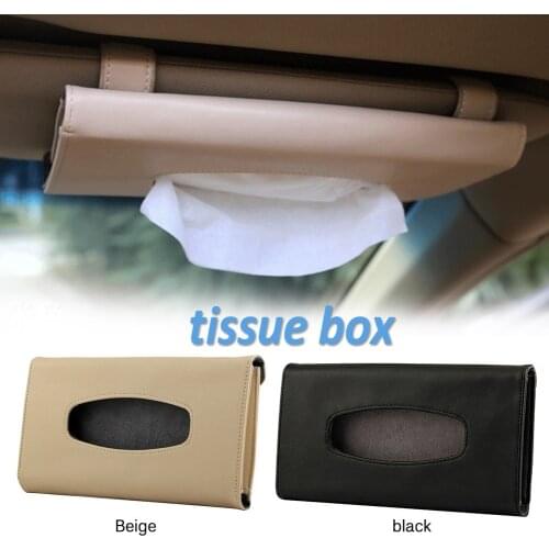 Auto Car Tissue Box Car Sun Visor PU Leather Tissue Holder Auto Clip Holder Paper Napkin Cover For Auto Interior Accessories