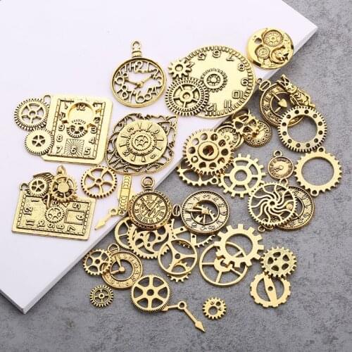 Steampunk Clock Charms For Jewelry Making Diy Vintage Metal Zinc Alloy Mixed Clock Pendant Charms For Decoration