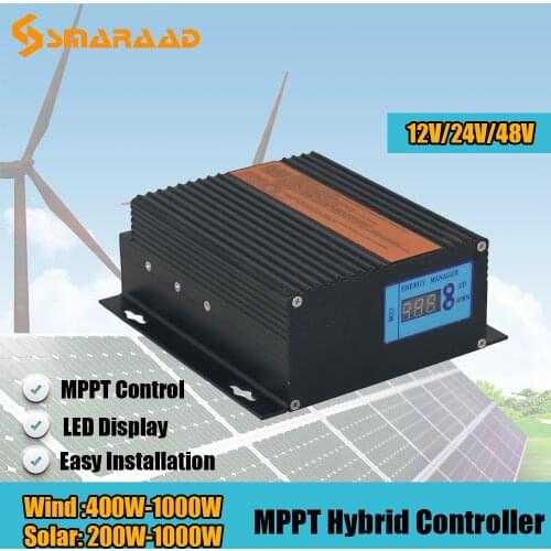 Home Improvement MPPT Wind Solar Hybrid Charge Controller 12V 24V 48V With USB Solar Regulator with Big LCD IP32 PV Battery