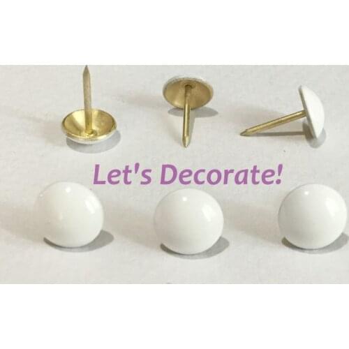 Free shipping 500pcs/lot 11mm White Printed Upholstery Nails,Sofa Tacks,Wood Case Tacks,Home or Garden Decorative Tack, Hobnail