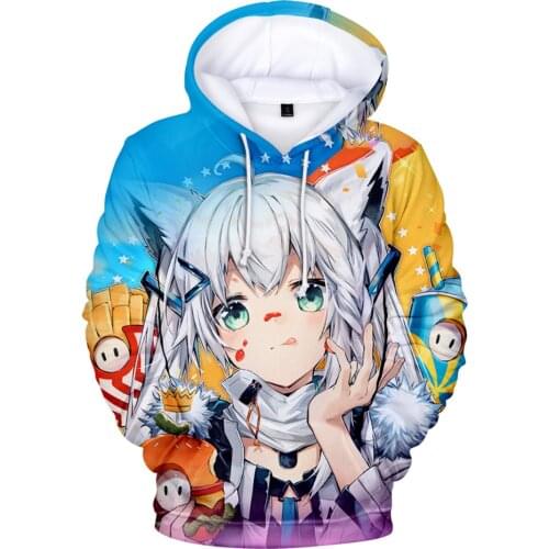 HOLOLIVE VTuber Shirakami Fubuki 3D Fashion Fall Winer Suit Hoodies Sportswear Youthful Vitality Kawaii Women/Men The hooded