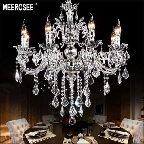 Classic Crystal Chandelier Candle Lighting Fixture Golden or Silver Lustre Crystal Hanging Lamp MD8861