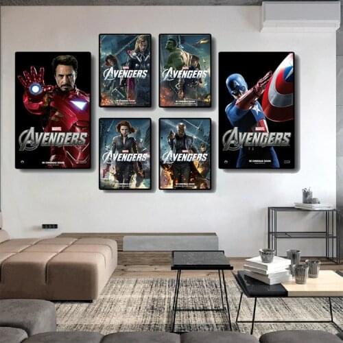 Classic Marvel Avengers Superhero Movie Canvas Painting Iron Man Thor Posters and Prints Wall Art Pictures for Living Room Decor
