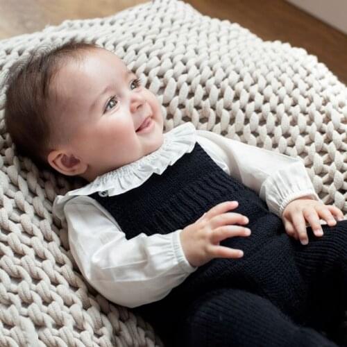 2020Arrivals Newbaby Cotton Sweet Solid Color One Piece Knitted Romper Tops Set Boys Cotton Warm Sweater Kids Winter Clothes
