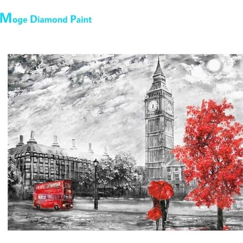 London Street View Big Ben Diamond Painting Couple Portrait Round Full Drill Nouveaute DIY Mosaic Embroidery 5D Cross Stitch