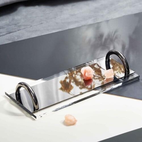 Minimalist Acrylic Mirror Tray Decoration Home Hotel Dining Table Desktop Decorative Plate Jewelry Food Dessert Storage Dish