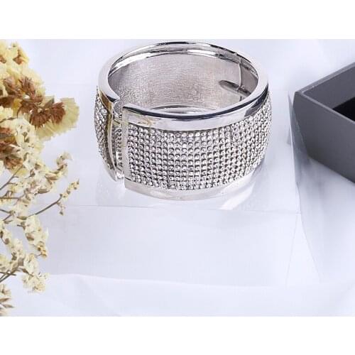 Fashionable temperament Glass-inlaid multi-layer metal bracelet exaggerated broadband Bracelet tidal hand ring simple jewelry