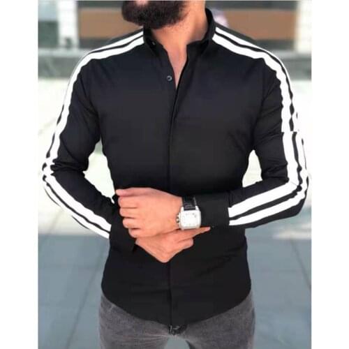 2021 Spring Autumn Mens Shirts Stripe Print Long Sleeve Male Button Up Casual Fashion Personality Slim Shirt For Men Clothing