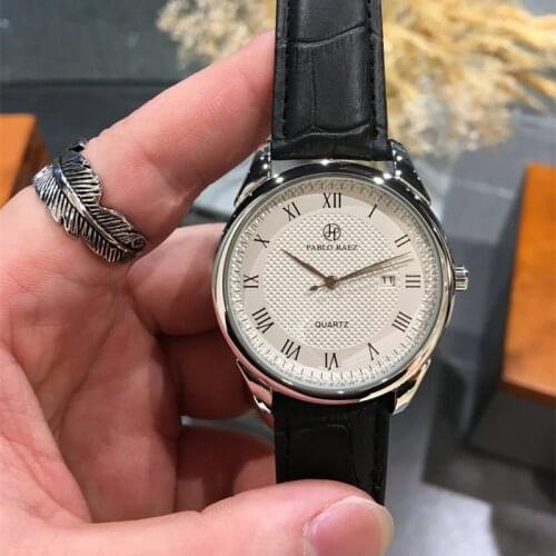 PABLO RAEZ Leather Fashion Watch Man Calendar Luxury Casual Design Quartz Date Montre Reloje De Marca Business Simple Wristwatch