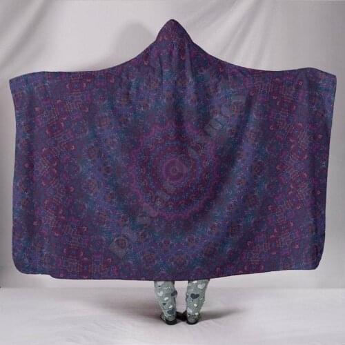 Purple Mandalas 3D Printed Wearable Blanket Adults For Kids Various Types Hooded Blanket Fleece blanket 02