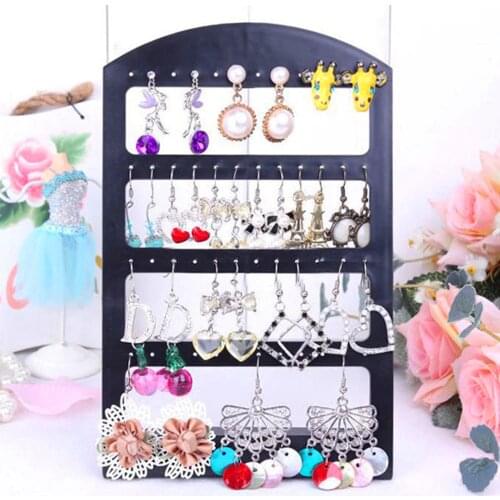 48 Holes Jewelry Organizer Stand Black Plastic Earring Holder Earrings Display Rack Jewelry Display Stand Holder 2020 New