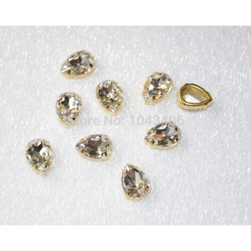 Promotion36pcs/lot 10x14mm tear/waterdrop highest quality K9 clear crystal sew on stones rhinestones inclaw no any scratch dirty