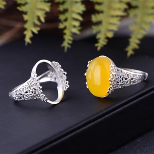 Ring Blank (12x17mm/13x19mm Oval Blank) 925 Sterling Silver Ring Base Adjustable Ring Setting R917B