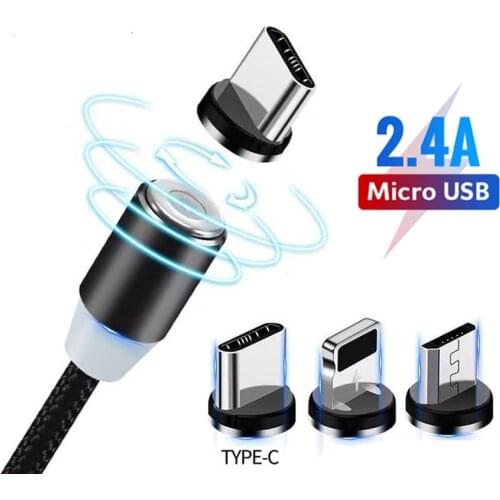 RUZOFO LED Magnetic USB Cable Fast Charging Type C Cable Magnet Charger Data Charge Micro USB Cable Mobile Phone Cable USB Cord