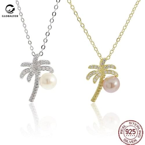 S925 sterling silver clavicle necklace Female niche design silver jewelry DIY pearl pendant accessories Free shipping 630