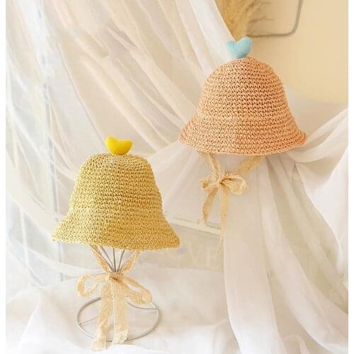 New Straw Baby Hat Summer Kids Boy Girl Sun Hat With Love Beach Kids Snapback Hats Children Enfant