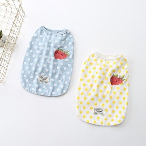 Lovely French Bulldog Spring Summer Vest Strawberry T-shirt for Small Medium Dogs Pug Corgi Cute Dot Pet Clothes Puppy Costume