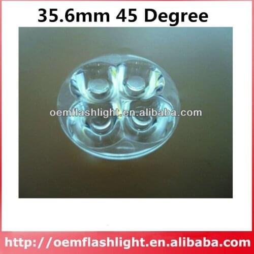 4-in-1 35.6mm 45 Degree High Power LED Glass Lens with Flat Surface - 1 Piece
