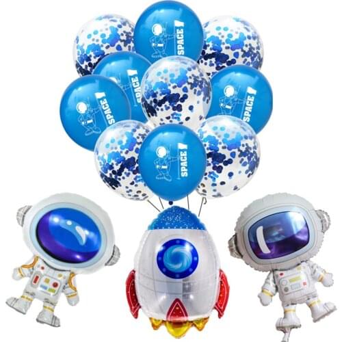 Astronaut Balloons Rocket Foil Balloons Outer Space Party Theme Party Boy Kids Happy Birthday Party Decor Favors Helium Globals