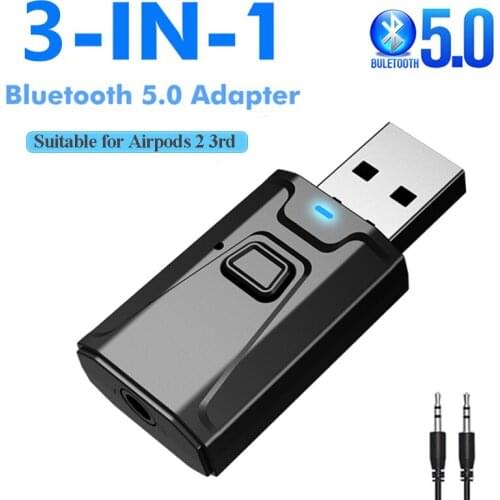 Built-in Microphone USB Bluetooth 5.0 Dongle Adapter for PC TV Car Computer Speaker Wireless Music Audio Receiver Transmitter