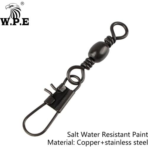 W.P.E Fishing Tackle 30/50pcs Fishing Swivel 5#-8# Fishing Connector Barrel Swivel Interlock Snap Pin Rolling Lure Fishhook