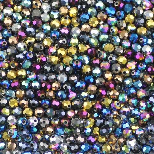 YHBZRET 200pcs Football Shape Austrian crystal 3mm plated color Round ball Loose beads Jewelry making bracelet accessories DIY
