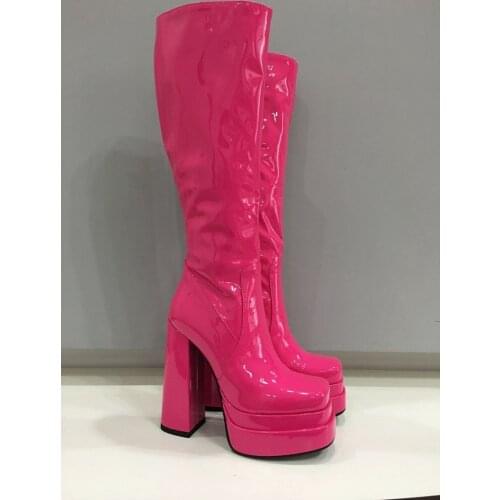 INS New 2021 Microfiber Leather Knee High Boots For Women Autumn Winter Sexy High Heels Dress Party Stretch Boots Big Size 35-42