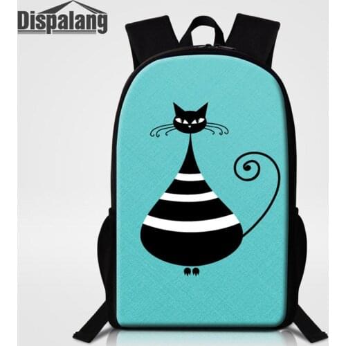 Women Backpack Animal Cat Art Design School Bags Elementary Student Mochila Mujer Children 16 Inch Big Rucksack Kids Bag Bagpack