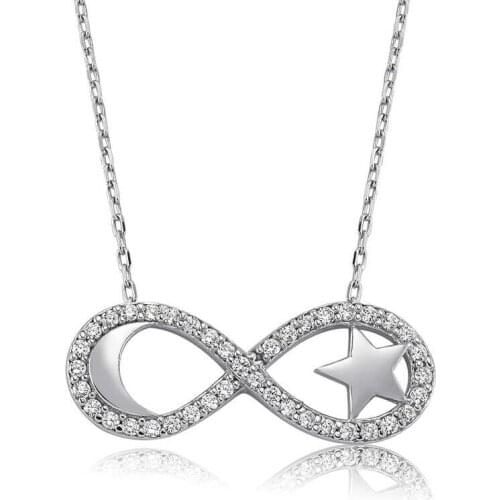 Silver Infinity Moon Star Women 'S Necklace