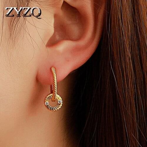 ZYZQ Temperament Piercing Earrings For Women Crystal Punk Small Ear Cuff Womens Accessories Hoops Jewelry Wholesale