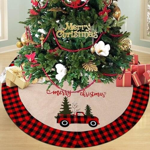 1Pcs Christmas Tree Skirt, 48 inches Tree Pattern Knitted Xmas Holiday Decoration, Cream Burgundy Increase Festive Atmosphere