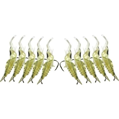 10Pcs Silicone Baits 4cm 1.3g Soft Fishing Lure Gold Artificial Shrimp Bait with hook Sea Fishing Winter Fishing