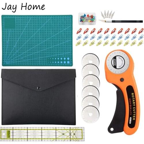 124Pcs Sewing Kits 45mm Rotary Cutter Set & Patchwork Ruler & Cutting Mat & Carving Knife for Sewing and Quilting Craft