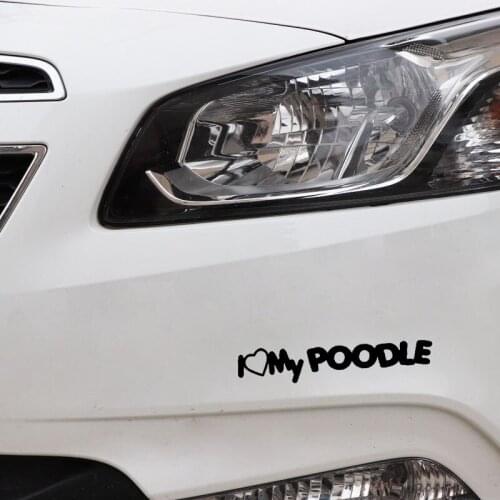 14CM*2.7CM Interesting I Love Poodles Vinyl Car Sticker Decal Decoration Black Silver C11-1972