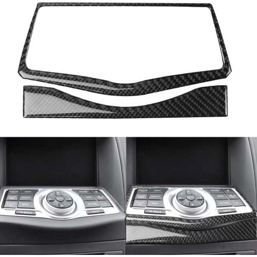 2Pcs/Set Carbon Fiber Center Console GPS Panel Trim Sticker For 370Z Z34 2009
