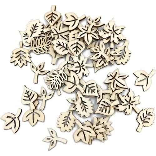 20PCS Wooden Leaves Cutout Wood Slices Hollow Out Wood Pieces Crafts for DIY Crafting Ornament Decoration