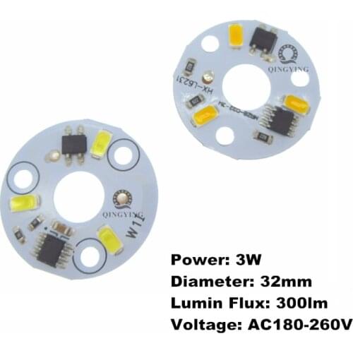 20 pieces 3W LED 5730 SMD dimmable aluminum plate, 220v 230v 240v led light panel, 32mm diameter white warm white LED lamp pcb