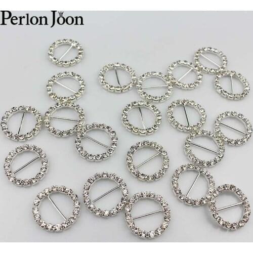 22mm (Inner 15mm) 10Pcs/Lot Round Crystal welding Rhinestone Buckle Ribbon Slider For Wedding Silver Accessories YQ001