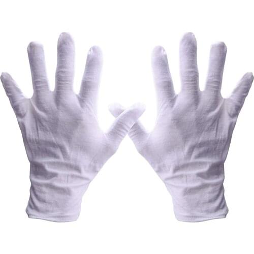 6 Pairs White Cotton Unisex Gloves Numismatic Silver Assay Men Women Gloves Stretchy Practical Durable Casual Mankind Mittens