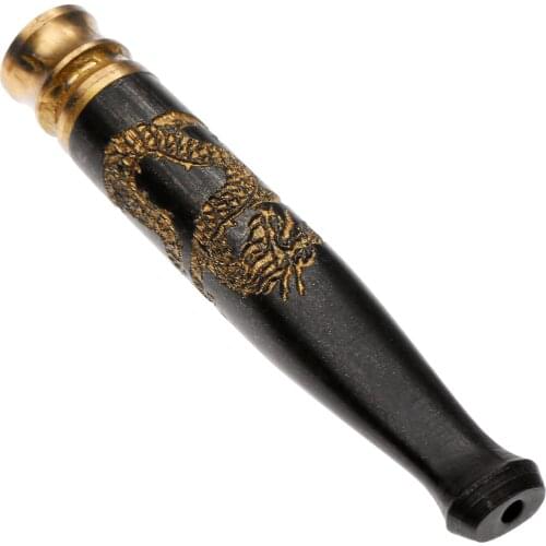 7 x 1.2cm Wooden Ebony Carving Dragon Tobacco Filter Cigarette Holder Handmade Smoke Smoking Pipe Bit Straight Filter