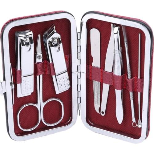 8PCS/Set Stainless Steel Kit Nail Pedicure Manicure Set Art Care Scissor Tweezer Ear Pick Clipper Acne Needle Tool Utility