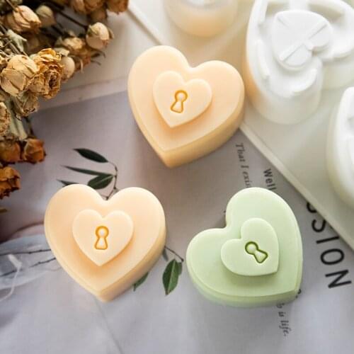 8PCS Love Lock Shape Candle Silicone Soap Making Mold Chocolate Chiffon Mousse Cake Decorating Fondant Food Grade Baking Tool
