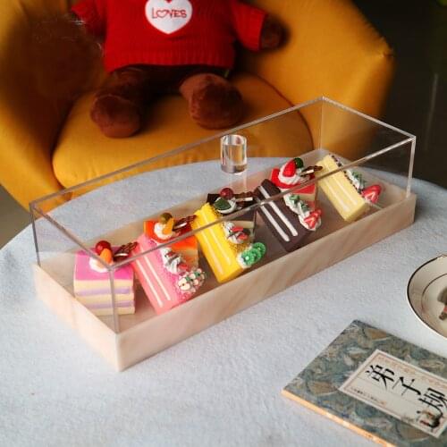 Acrylic Dessert Display Marble Highly Transparent Food Cover Fresh Food Snack Display Cover Cake Cover