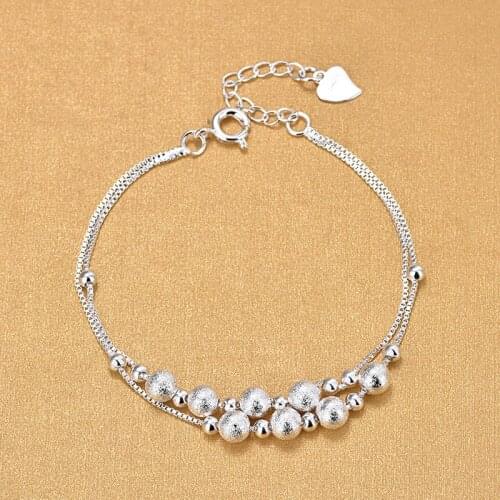 European and American Hot Selling Jewelry Tassel Double Silver Bead Handmade Bracelet Simple Wild Women Gift