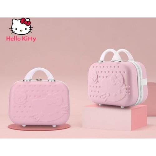 Hello Kitty Portable Travel Hard Leather Case Fashion Cute Cartoon Small Portable Cosmetic Case Storage BagSuitable for girls
