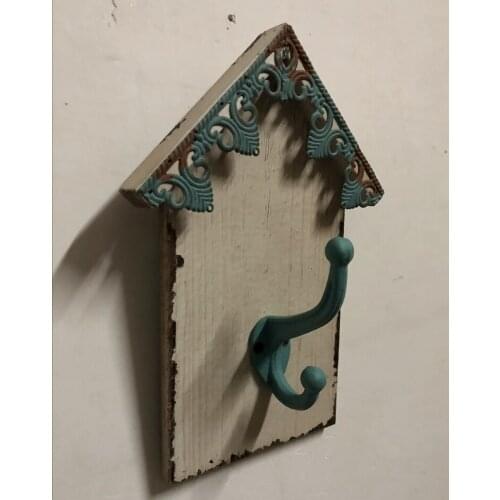 Handcrafted house shape decorative rustic retro wall coat hook