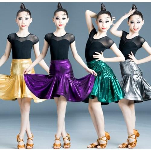New Children Latin Dance Dress Girls Latin Dance Skirt Training Clothes Summer Split Performance Ballroom Dance Wear