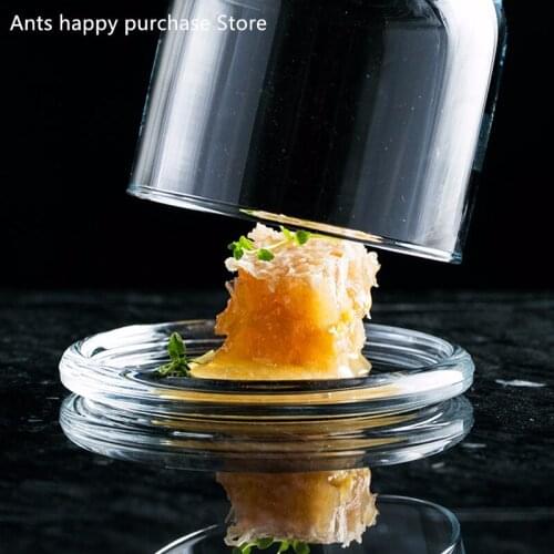 European cake cover candlelight dinner Transparent glass dust cover Dessert snack with lid tea tray Fruit West Point Home