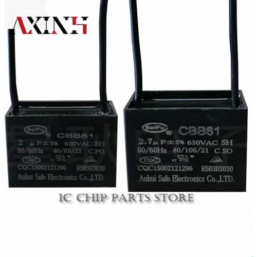 CBB61 fan start capacitor 0.22uf/0.33uf/0.47uf/0.5uf/0.56uf/0.6uf/1uf/2uf/2.2uf/3uf/4uf/5UF/8uf/10uf/15uf/2.7uf/2.4uf/1.2uf 630V