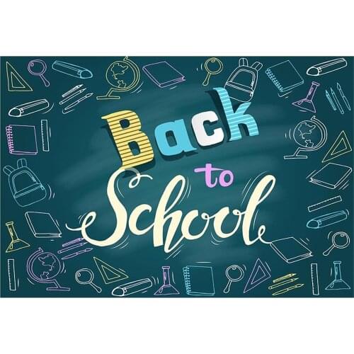 Blackboard Theme Photography Background Simple Drawing Of School Supplies Backdrop For Students Back To School Day Decortion